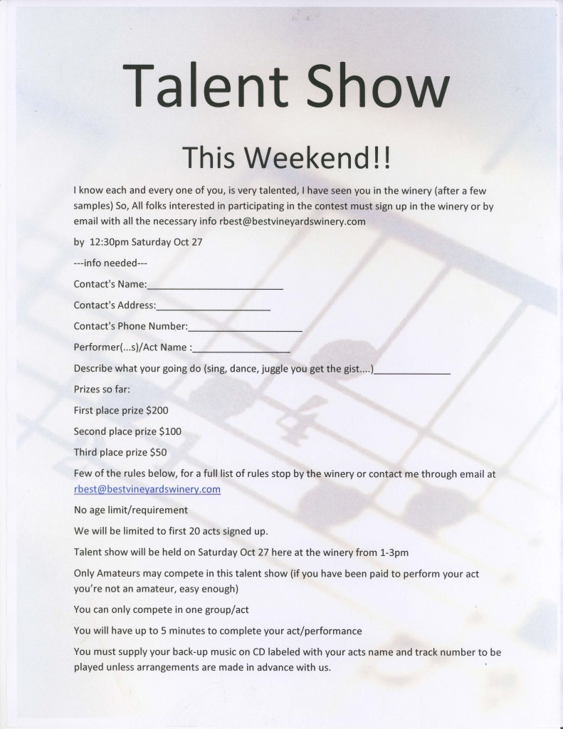 Talent Show Entry Form